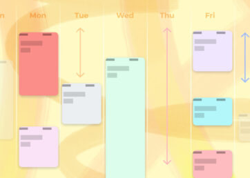 A high-level overview of a weekly schedule with chunks of time blocked off.