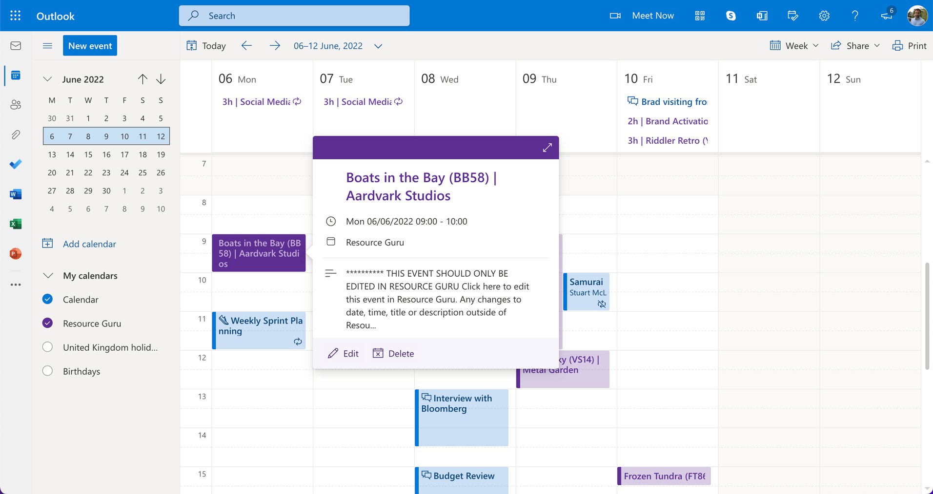 outlook calendar microsoft web
