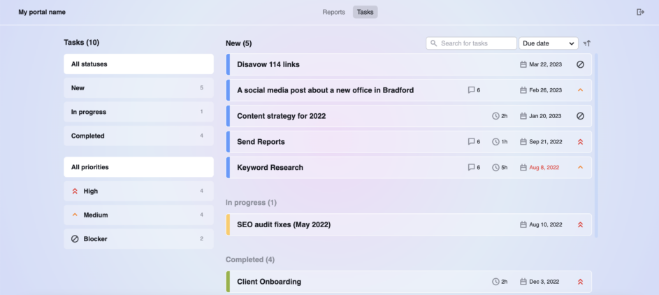 Create custom client portals and share relevant tasks and reports.
